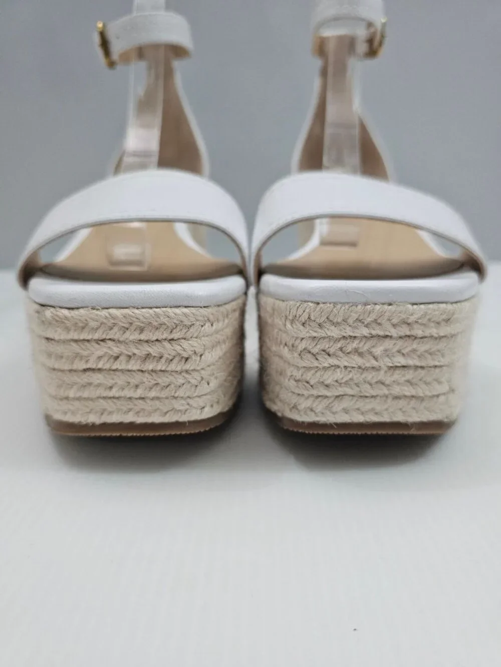 Veronica Beard Gianna Espadrille Wedge Sandal 10.5 White Leather Ankle Strap